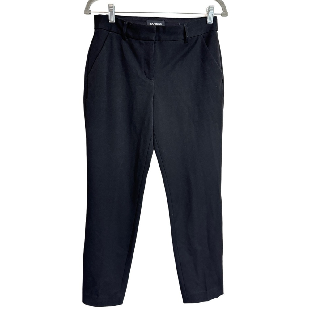 {Express} "Columnist Ankle Mid Rise" Black Cigarette Straight Leg Dress Pants